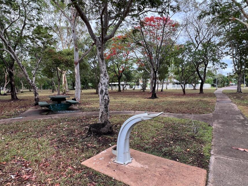 Tiwi Oval playground water bubbler and picnic table