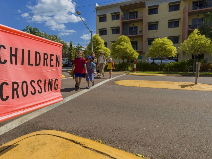 Children using the crossing