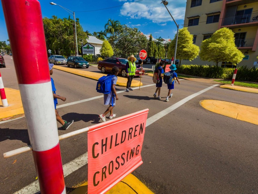 Children using the crossing