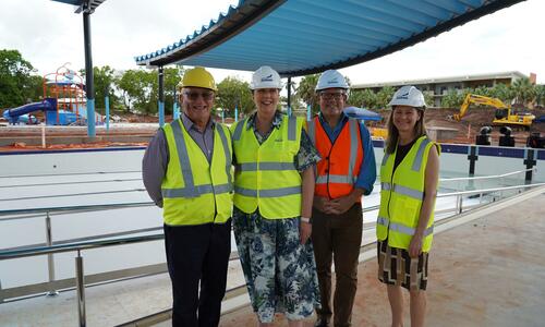 City of Darwin’s flagship infrastructure project, the Casuarina Aquatic and Leisure Centre, has reached a significant milestone with construction 90 per cent complete and water in the pools