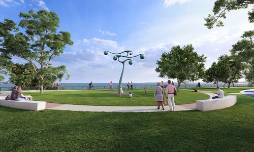 The final colour has been selected for the kinetic sculpture that will commemorate the 50th anniversary of Cyclone Tracy, and will be installed at Bundilla Beach Reserve