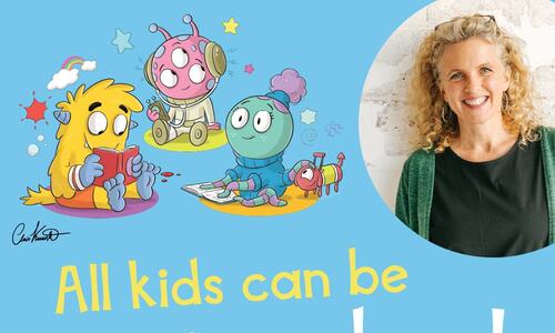 image of Sally Rippin and the words 'All kids can be readers!'