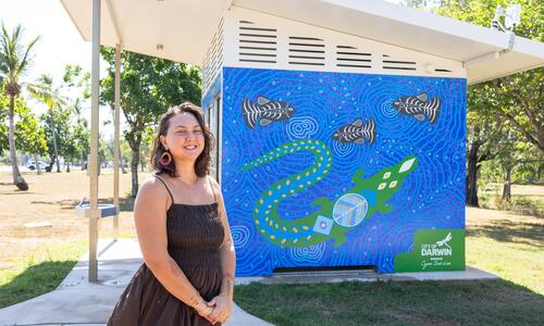 A new public art project by local artist Cyan Sue-Lee is bringing Darwin's Saltwater stories to Bundilla Beach, celebrating the connection between culture, Country and community