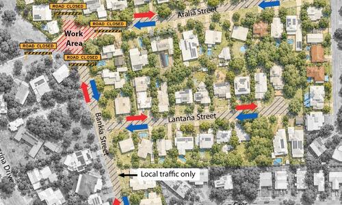 Reconstruction works are required at the Aralia Street and Banksia Street roundabout