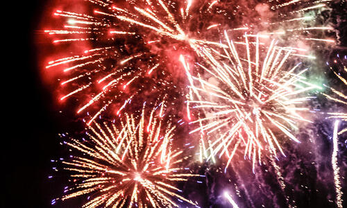Fireworks in dark sky